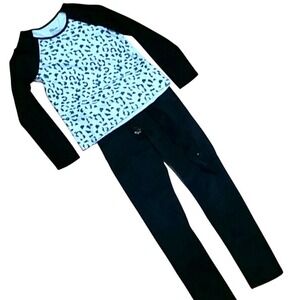 Epic Threads Cheetah Long‎ Sleeve Top with Candies Black Pants Outfit Girls 12
